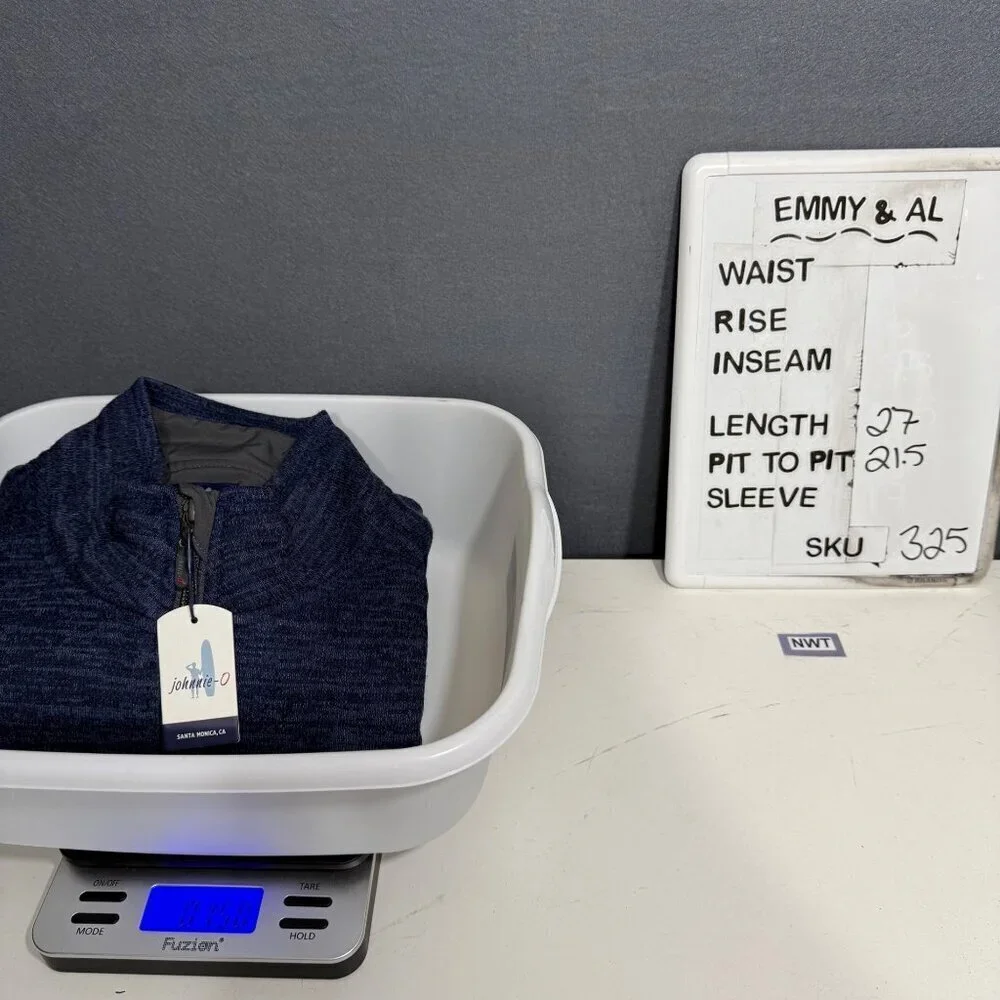 Johnnie O Mens Tahoe Full Zip Vest Size M Admiral Blue Knit Mock Neck NEW FLAW